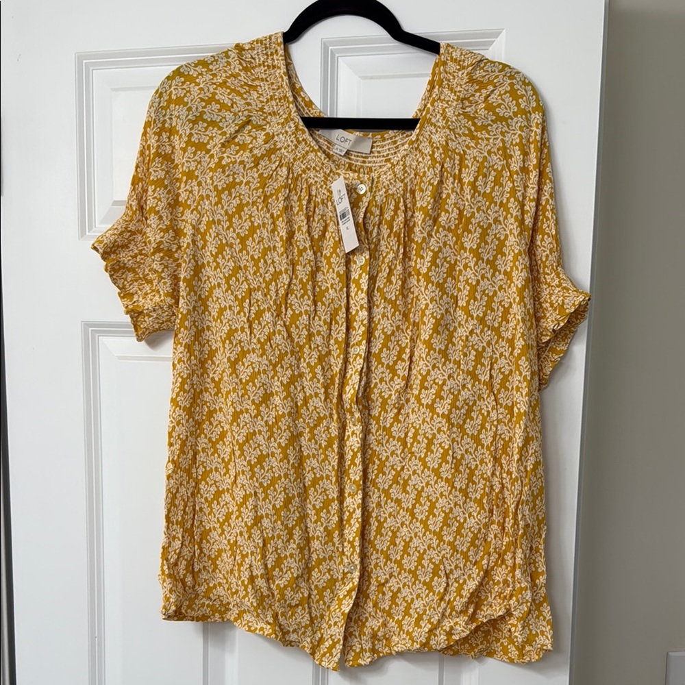 LOFT Gold Buttoned Relaxed Blouse